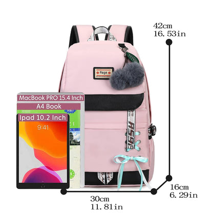Schulrucksack Mädchen Schulranzen mit Ergonomischem Design Schultasche Campus Backpack Nylon Wasserdicht Daypacks Damen Freizeitrucksack Teenager Rucksäcke Modisch Schule Bag