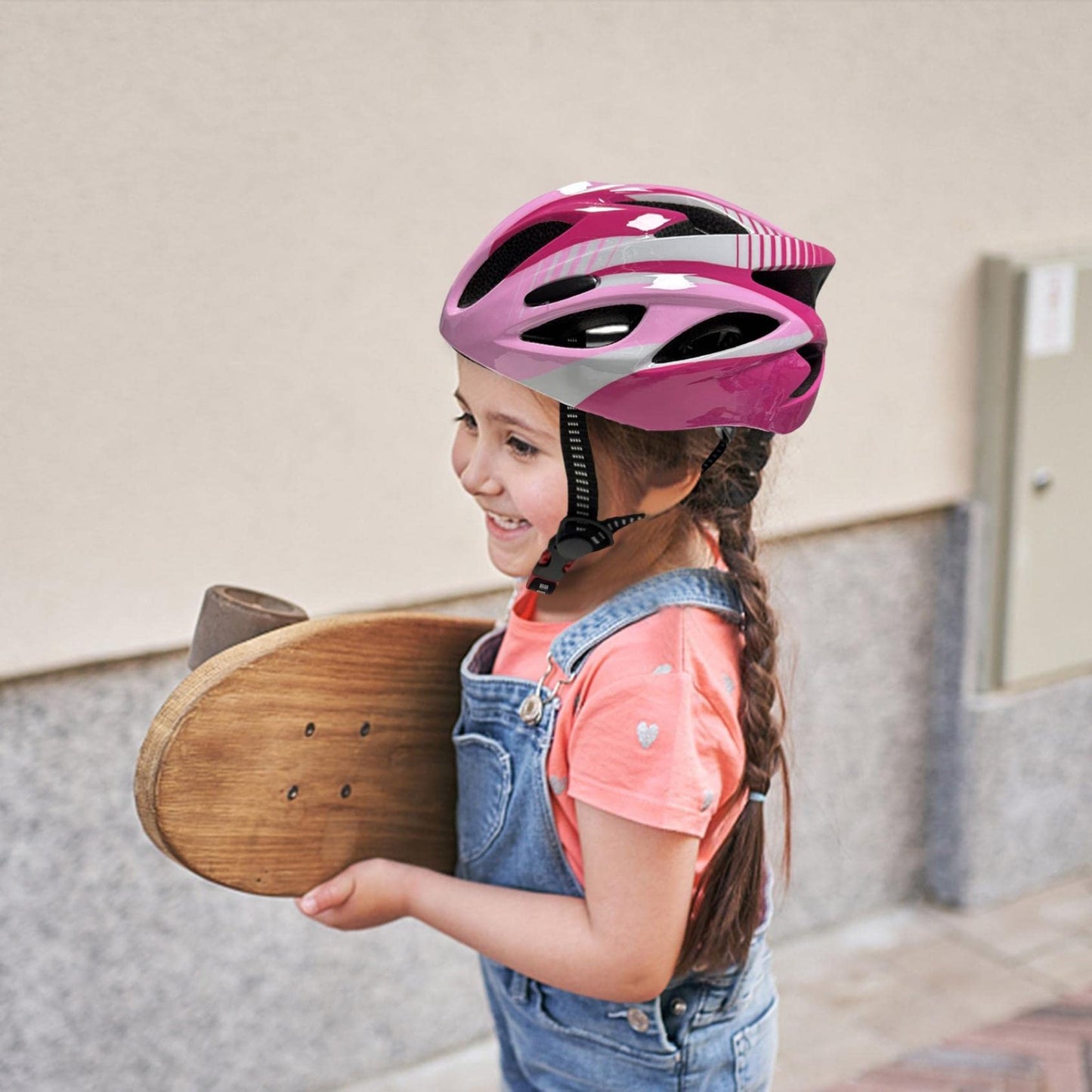 Fahrradhelm Kinder Mädchen [5 Farben] 47-57 cm Kinder Fahrrad Mütze mit Verstellbarer Schnürung Jungen Kinder Schutzhelme Helm Ski Zubehör Kinder Fahrradmütze für Reiten Skateboarden Skaten