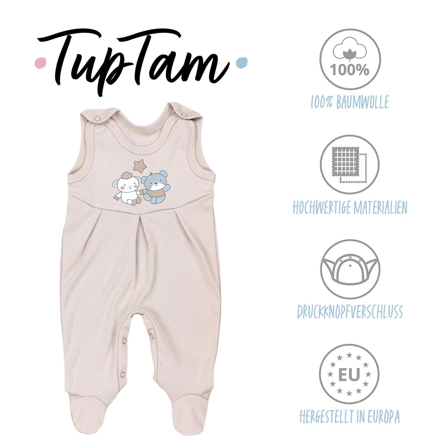 TupTam Baby Mädchen Strampler mit Fuß 3er Pack