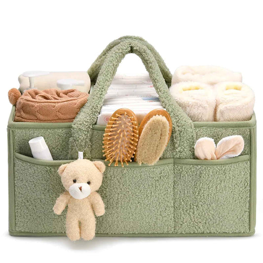 Changing Bag Organiser, Changing Table Organiser, Portable Changing Basket with Removable Compartments, Plush Changing Organiser with Handles, Baby Storage Basket for Changing and Baby Things