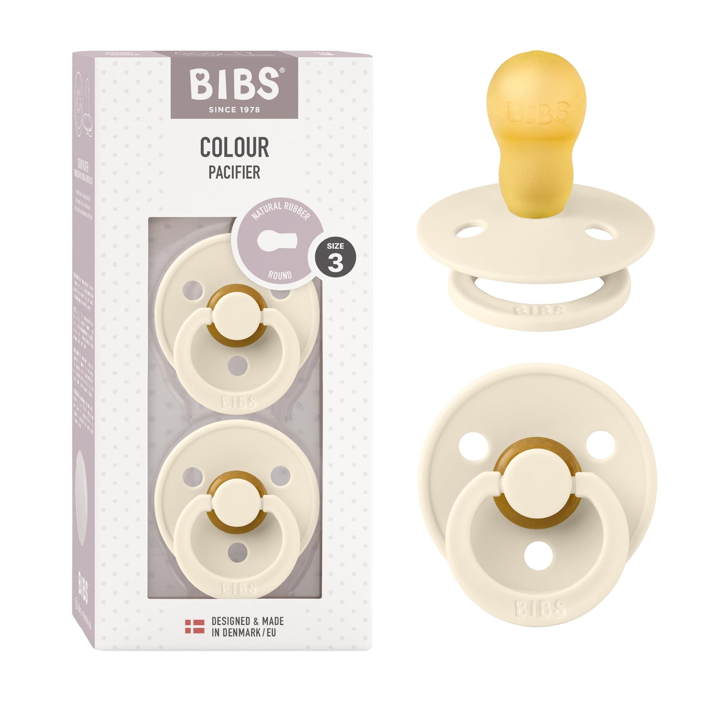 BIBS Colour Schnuller 2er-Pack, BPA-frei, Kirschform Nippel. Naturkautschuk/Latex, Hergestellt in Dänemark. Größe 2 | 6+ Monate | 2-Pack, Coral/Ruby