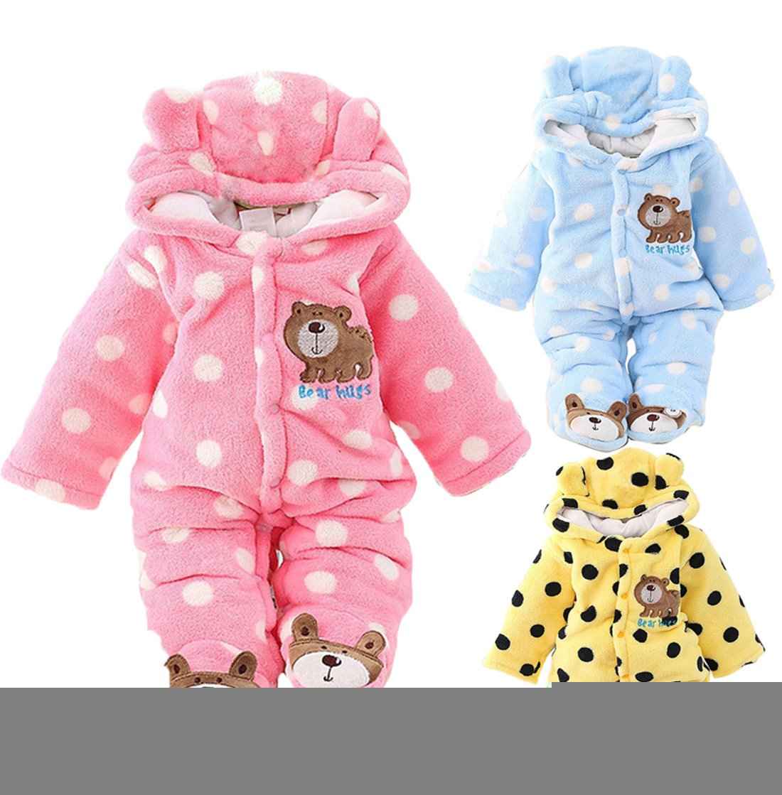 Gaorui Newborn Unisex Baby Winter Jumpsuit with Hood Romper Fleece Onesie All in One Snowsuit Outfits