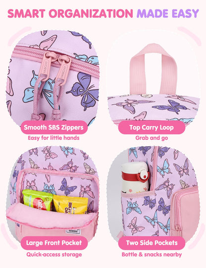 Rucksack für Mädchen, 4-6 Jahre, Schulrucksack mit Seitentaschen und Brustgurt, 127-Einhorn, one size, Niedlich