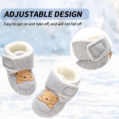 Baby Winter Shoes Warm Baby Shoes Winter Non-Slip Adjustable Newborn Snow Shoes First Walking Shoes Lined Thermal Fleece Crawling Shoes Slippers Winter Boots 0-18 Months 
