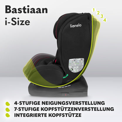 LIONELO Bastiaan i-Size One 360o drehbarer Autositz für Kinder von 40-150 cm, Montage in Fahrtrichtung und entgegen der Fahrtrichtung möglich, ISOFIX Pas TopTether Einstellbare Rückenlehne