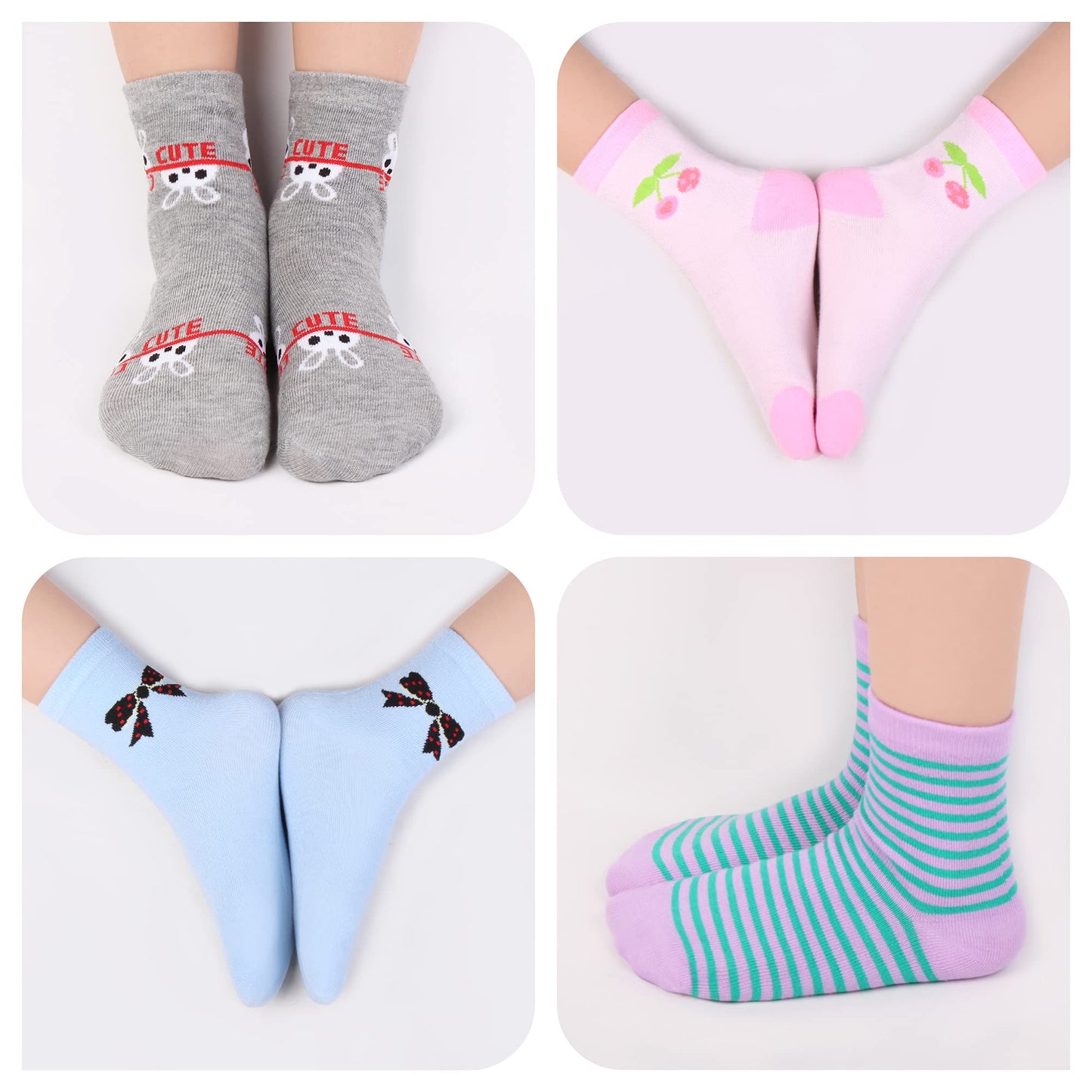 L&K-II 10/12 Paar Kinder Mädchen Socken aus Baumwolle Kleinkind niedliche Muster Kids Sneakersocken bunt 2808VA