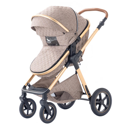 BEBBY 3-in-1 Kinderwagen KombiKinderwagen-Set 2-in-1 Buggy faltbar Luxus Hochlandschaft Neugeborenes Tragbarer Kinderwagen Zusammenklappbarer Kinderwagen Kinderwagen Travel System (D2-DEEPGREY)