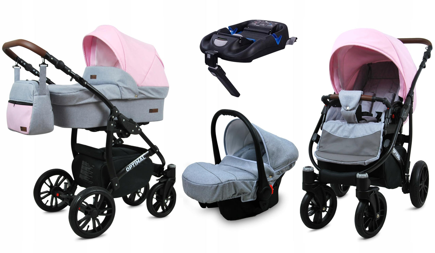 BabyLux® Kinderwagen Set 4 in 1 - Optimal - incl. Babywanne, Buggy Sportsitz, Auto-Babyschale, ISOFIX-Basisstation - Autositz - Kinderwagenset - Kombikinderwagen mit Wickeltasche usw.