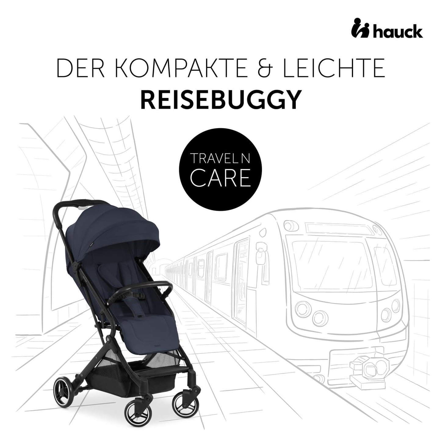 Hauck Travel N Care Dark Olive Stroller – Lightweight travel buggy for children from birth to 22 kg with reclining function, compact and UPF 50+