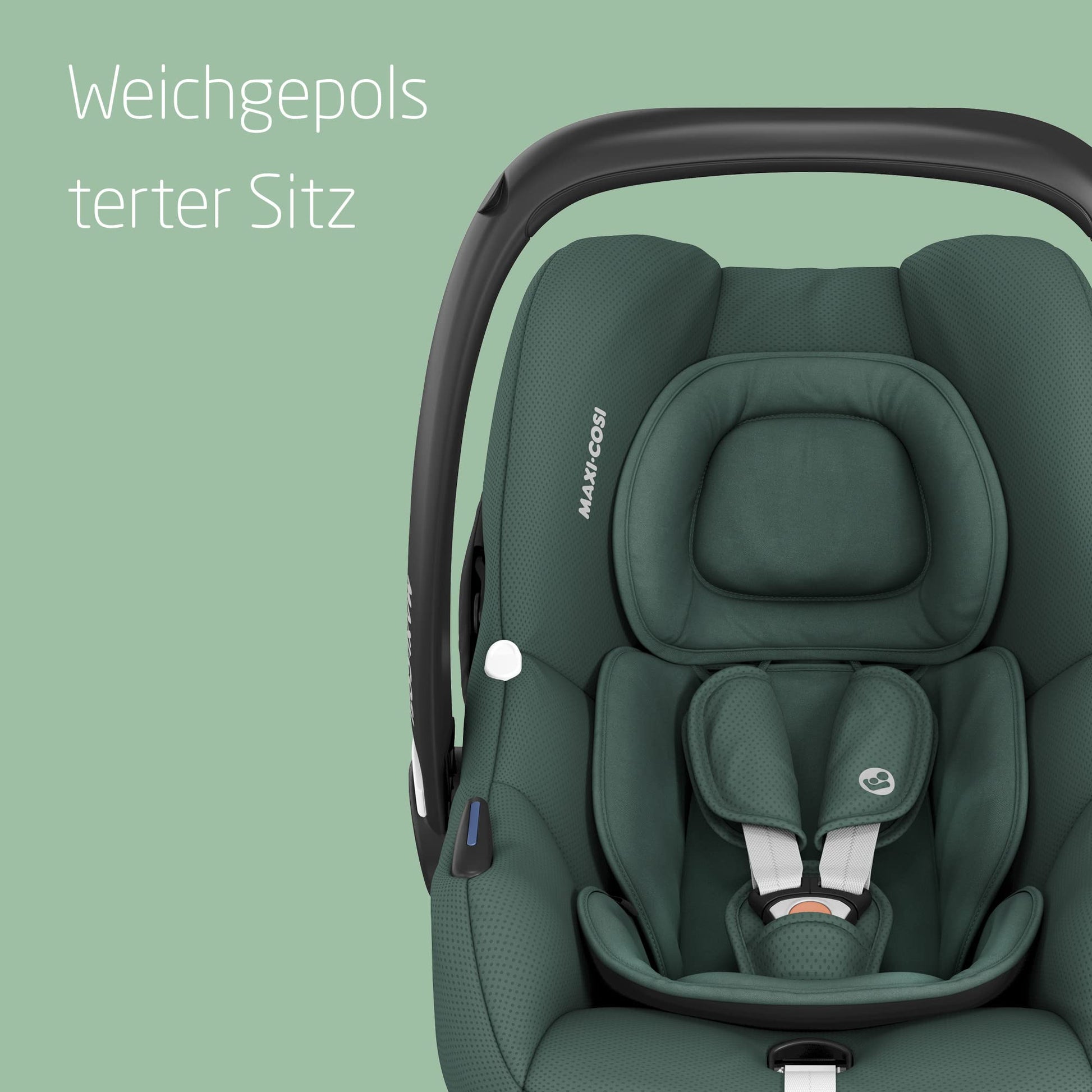 Maxi-Cosi CabrioFix i-Size, Babyschale, 0–12 Monate, max. 12 kg, leichter i-Size Kindersitz (3,2 kg), Sonnenverdeck, gepolsterter Sitz, für viele Maxi-Cosi Kinderwagen, Essential Green - Meloni2