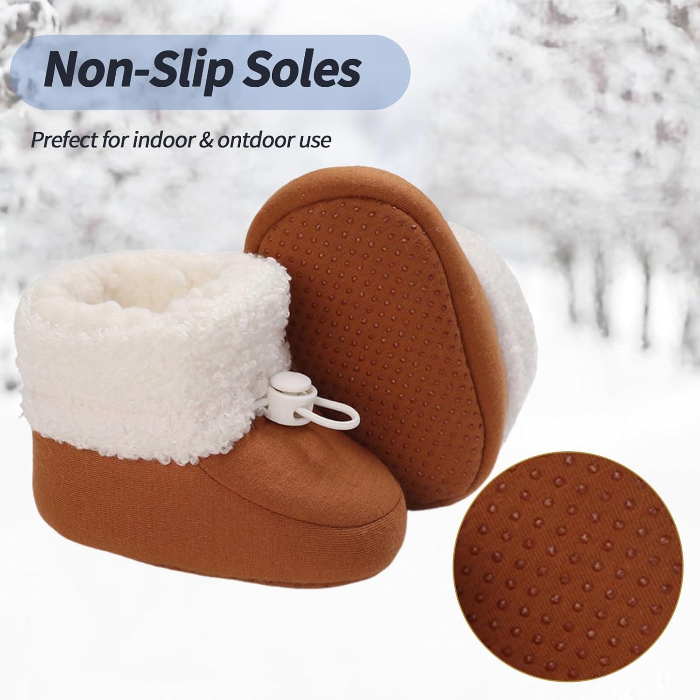 Baby Winter Shoes Warm Baby Shoes Winter Non-Slip Adjustable Newborn Snow Shoes First Walking Shoes Lined Thermal Fleece Crawling Shoes Slippers Winter Boots 0-18 Months 