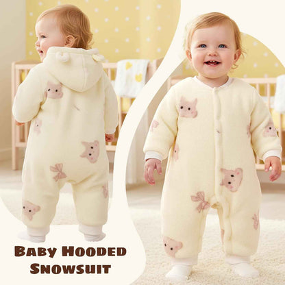 WYTbaby Baby Winter Snowsuit Newborn Winter Romper with Hood Fleece Winter Suit Children Girls Boys Long Sleeve Jumpsuit for 0-12 Months