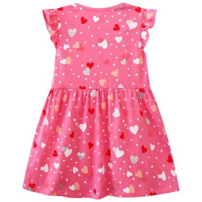 FILOWA Kleider für Mädchen Kinder Einhorn Blumen Stickerei Herz Druck Tier Sommerkleid Cartoon Kinderkleider Embroider Baumwolle Mädchenkleid Lange/Ärmellos Lässige Geburtstag Kinderkleidung,Gr.92-128