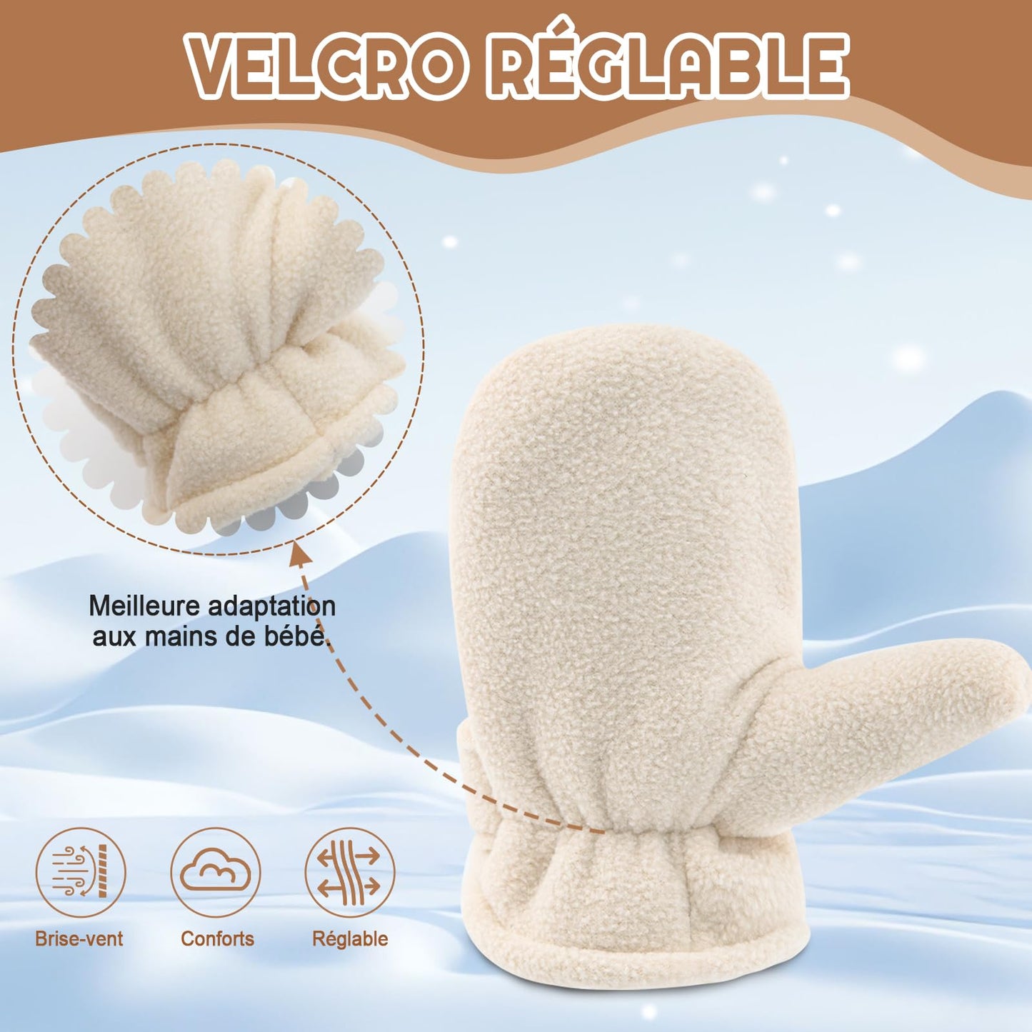 SEYUFN Baby Winter Gloves Fleece Lining Toddler Boys Warm Soft Baby Girls Adjustable Gloves Outdoor Gloves