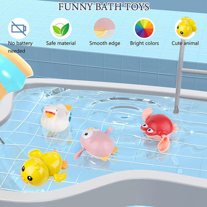 twoonto Baby Badespielzeug, Aufzieh-Badespielzeug 4 Stück für Kinder, Badewannen-Spielzeug, Bad-Schwimm-Spielzeug für Kleinkinder Jungen Mädchen 0 1 2 3 4 Jahre alt