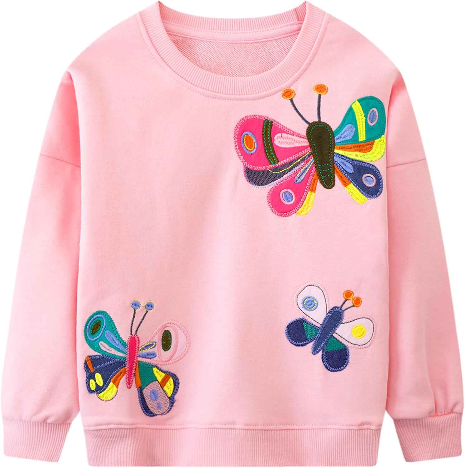 JinBei Sweatshirt für Mädchen Kinder Pullover Baumwolle Top Casual Jumper Kleinkind Langarmshirt Warme Kleidung, Alter 2-7 Jahre alt, Gr.92-122