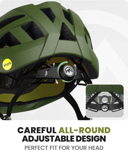 OutdoorMaster MIPS Bike Helmet - Two removable inner linings &amp; ventilation in multi-environment - Bike helmet in mountain, highway for youth &amp; adults 