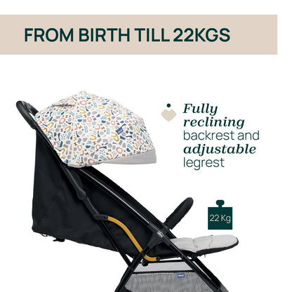 Chicco, Glee Pushchair from 0 Months to 4 Years with Automatic and Compact Closure, Extendable Hood with SPF 50+ and Rain Cover, 3-Level Adjustable Backrest, Leg Rest
