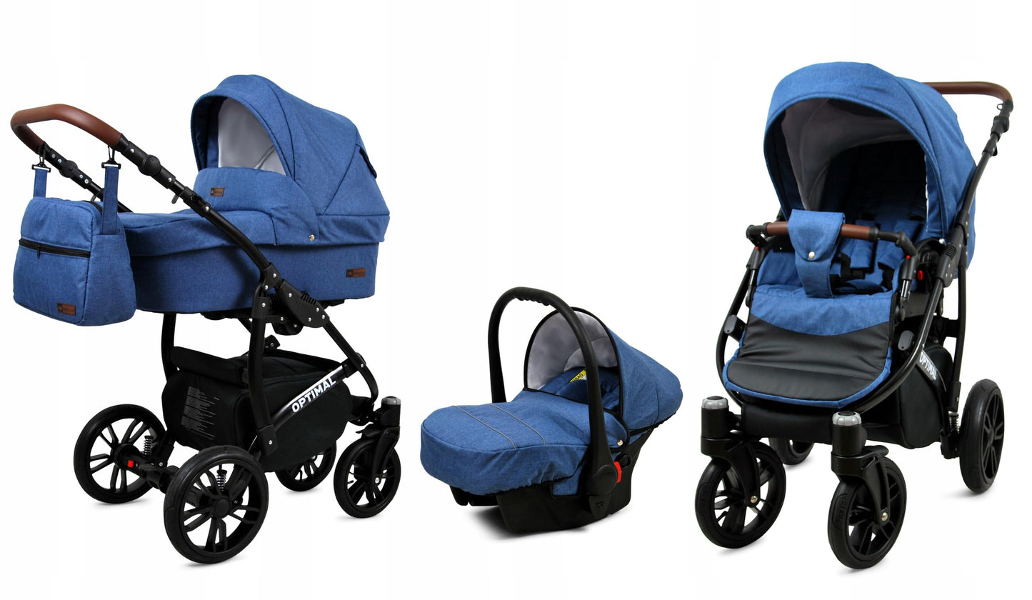 BabyLux® Kinderwagen Set 4 in 1 - Optimal - incl. Babywanne, Buggy Sportsitz, Auto-Babyschale, ISOFIX-Basisstation - Autositz - Kinderwagenset - Kombikinderwagen mit Wickeltasche usw.