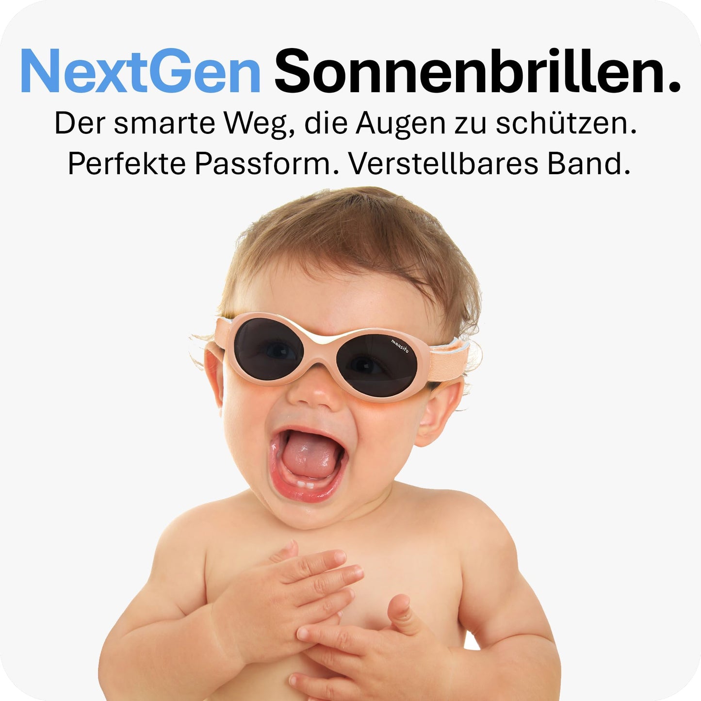 Mausito BABY Sonnenbrille 0-18 Monate Mädchen I VERGLEICHSSIEGER Sonnenbrille Baby 100% UV-Schutz I BIEGSAM & verstellbares Band I Schadstofffrei I Europäisches Design für Kinder gemacht