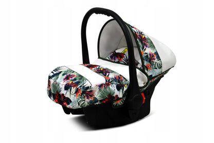 BabyLux® Bambimo Pushchair Set 3 in 1 - Tropical - incl. Baby Carrycot, Buggy Sports Seat, Car Seat - Pram Set - Combination Pram with Changing Bag, Rain Cover etc.