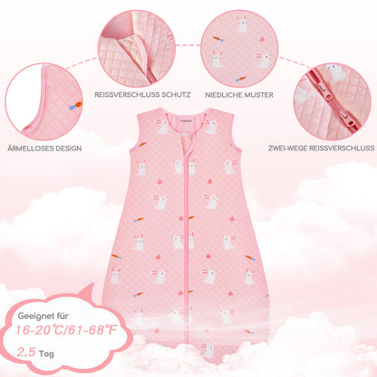 Yukkidds Baby Summer Sleeping Bag, 100% Cotton, 0.5 Tog, beige elephant, 0 - 6 months