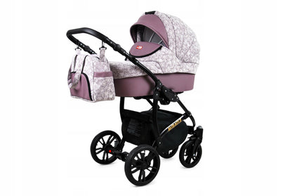 BabyLux Miracle 2-in-1 Baby Pushchair Deep and Pushchair with Accessories Adjustable and Foldable Aluminium Construction Waterproof Non-Removable Wheels Gold Leaf