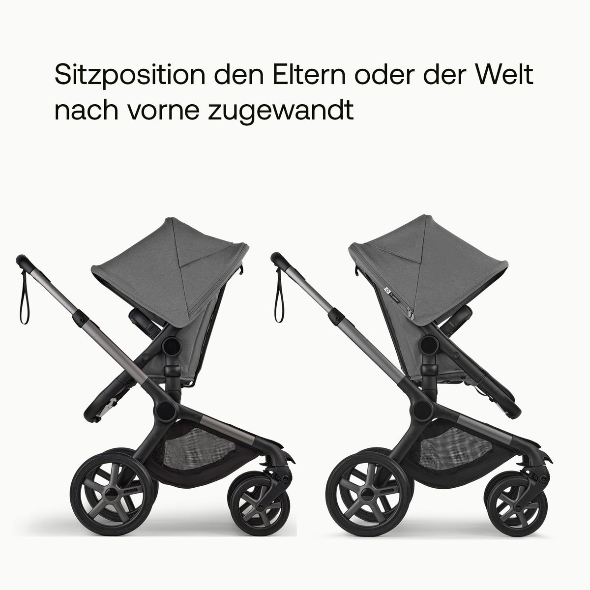 Bugaboo Fox 5 Renew, 2-in-1 Kinderwagen für jedes Gelände, mit Liegewanne | ausziehbarer Kleinkindsitz, praktische Ein-Hand Faltung, Fahrgestell in Schwarz und Sonnendach in Forest Green ab Lager