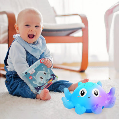 Jovicos Bath Toy, Octopus Spray Water Toy with Light, Bath Toy Baby from 1 Year, Bath Time Toy Children Gift (Blue)