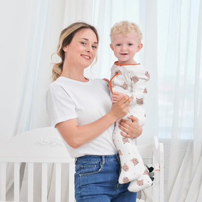 Neugeborenes Baby Jungen Mädchen Strampler mit Fuß Baby Schlafanzug Einteilige Lange Ärmel Overall Säuglings Frühling Herbst Body, 3er-Pack