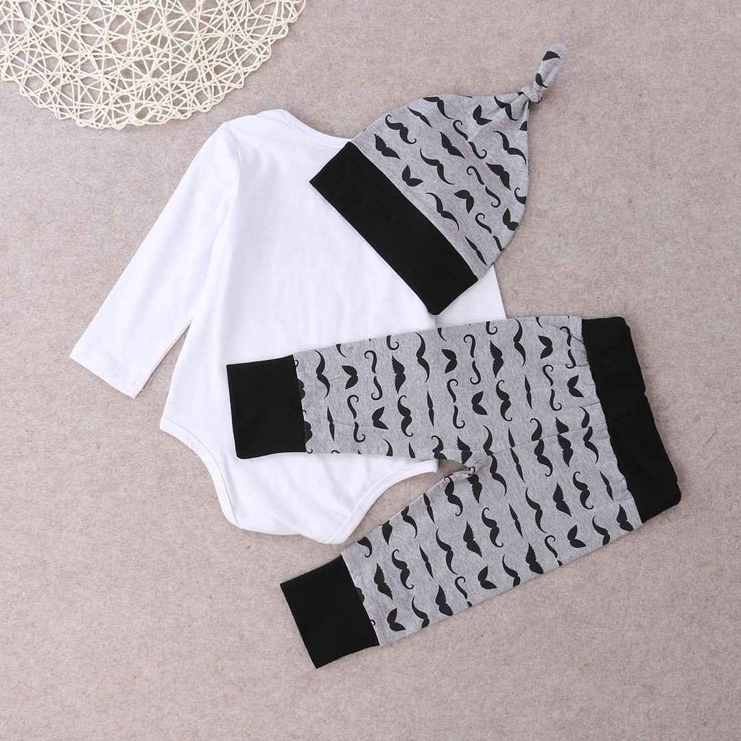 Juflam Neugeborenes Baby Kleidung Kleiner Mann Top Strampler + Hose Legging + Hut 3 Stück Outfit Set