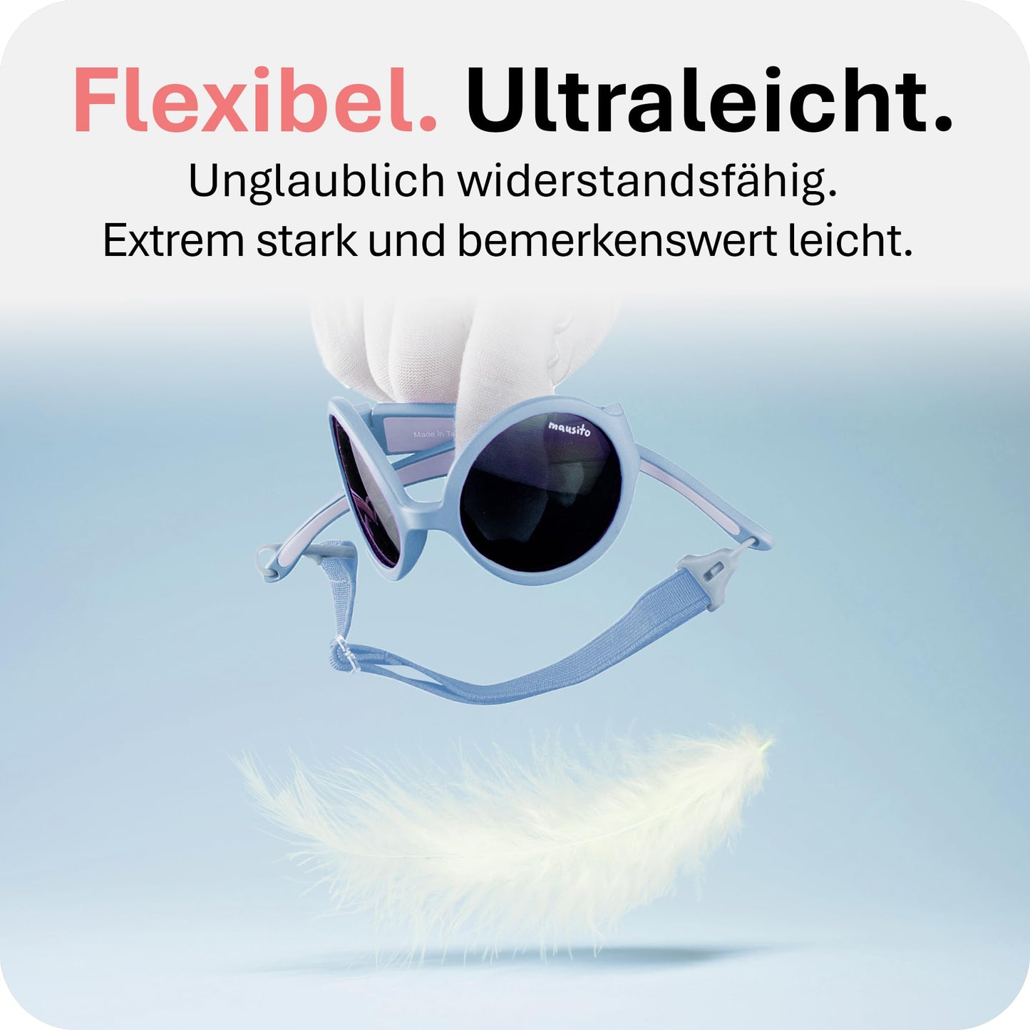 Mausito Sonnenbrille Kinder 6-24 Monate & 2-5 Jahre | VERGLEICHSSIEGER Kindersonnenbrille 100% UV-Schutz | BIEGSAM | Schadstofffreie Kindersonnenbrillen mit Band | Europäisches Design für Kinder