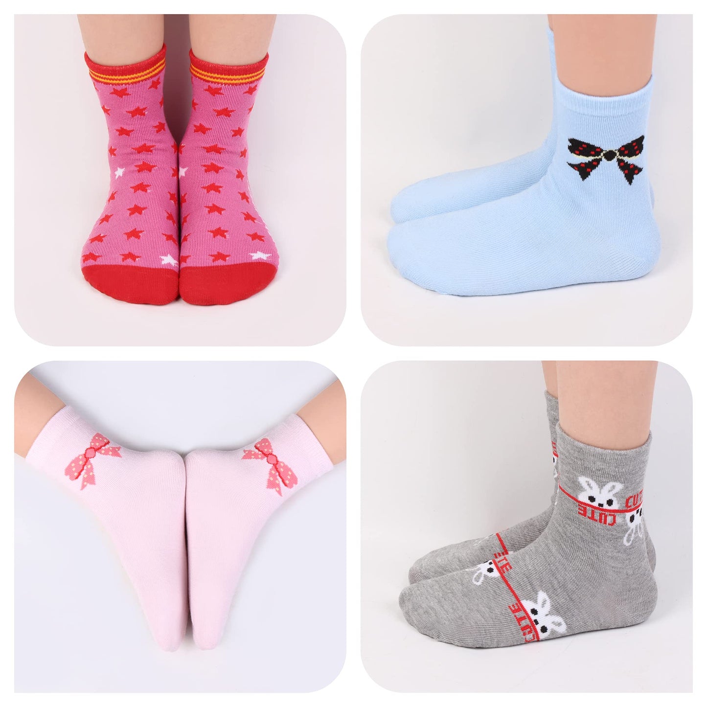 L&K-II 10/12 Paar Kinder Mädchen Socken aus Baumwolle Kleinkind niedliche Muster Kids Sneakersocken bunt 2808VA