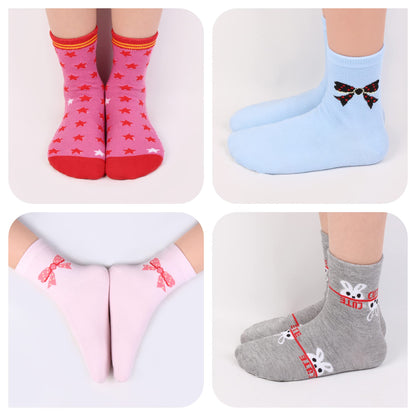 L&K-II 10/12 Paar Kinder Mädchen Socken aus Baumwolle Kleinkind niedliche Muster Kids Sneakersocken bunt 2808VA