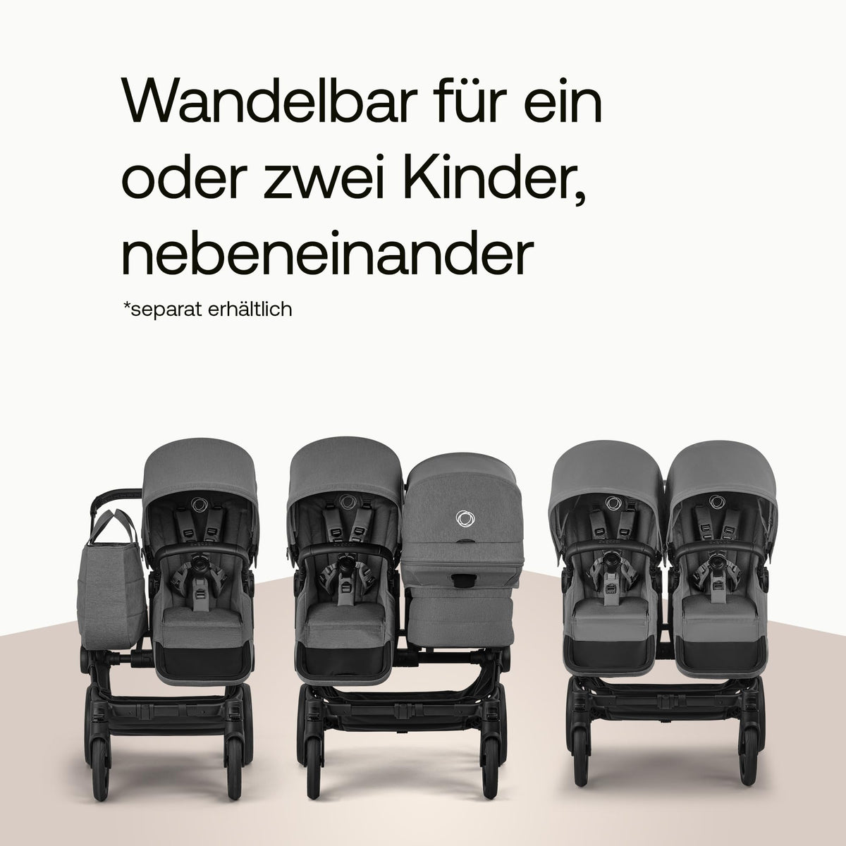 Bugaboo Donkey 6 Single, 2-in-1-Kinderwagen, für Neugeborene & Kleinkinder | umbaubar zum Doppel- und Zwillingskinderwagen, doppelter Stauraum und komfortable Einhand-Lenkung, Heritage Black Meloni2
