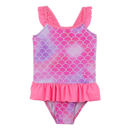 TIZAX Badeanzug für Mädchen Einteiliger Schwimmanzug Kleinkind Niedliche Rüschen Bademode Schnell trocknende Sommerferien Bikini für Kinder 2~7 Jahre