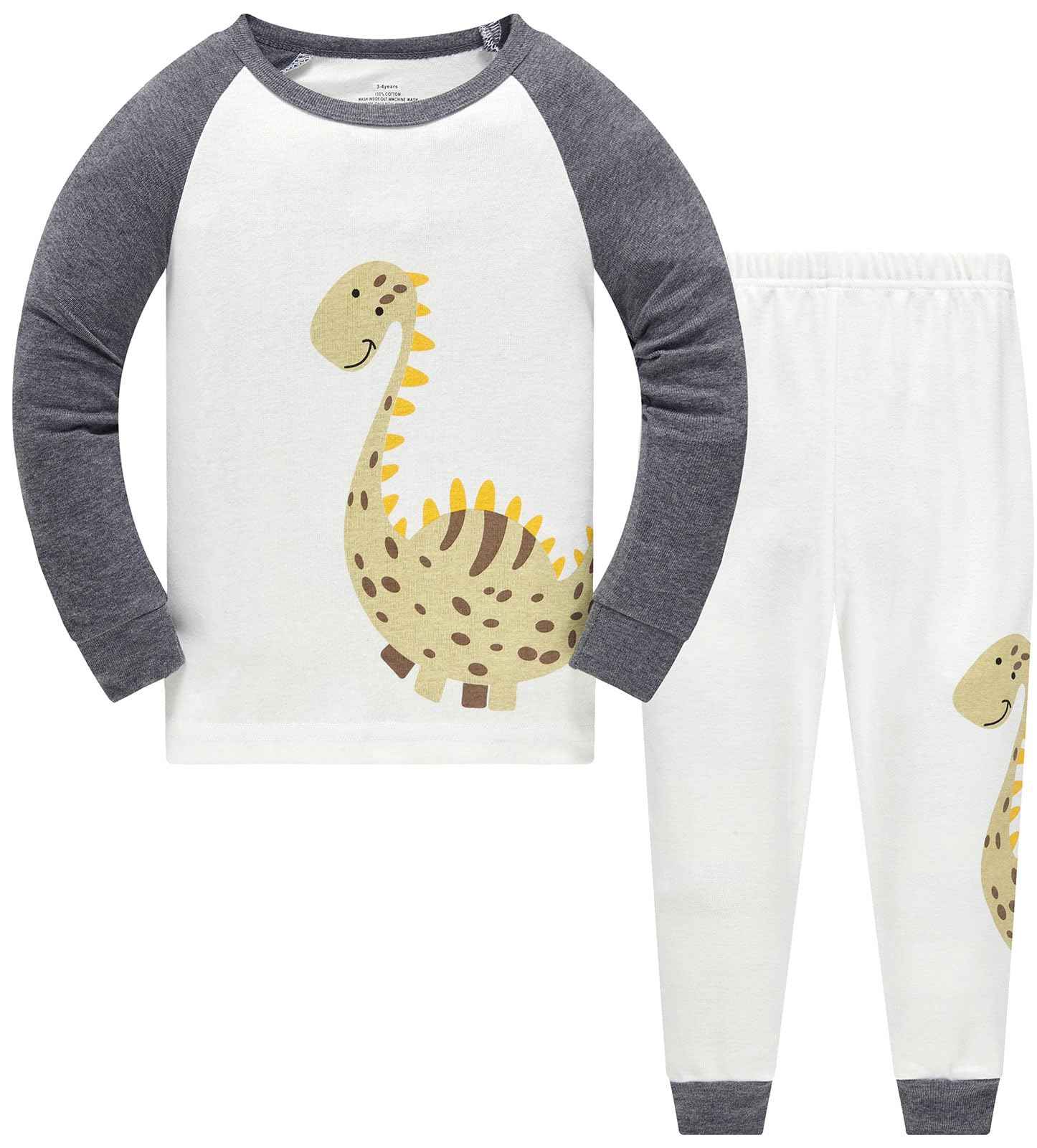 TEDD Boys’ Pyjamas, Dinosaur Long-Sleeve Two-Piece Pyjamas, Kids’ Cotton Pyjama Set, Winter, Christmas Sleepwear, Size 1–12 Years
