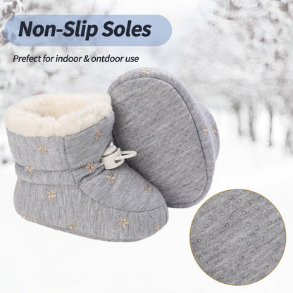 Baby Winter Shoes Warm Baby Shoes Winter Non-Slip Adjustable Newborn Snow Shoes First Walking Shoes Lined Thermal Fleece Crawling Shoes Slippers Winter Boots 0-18 Months