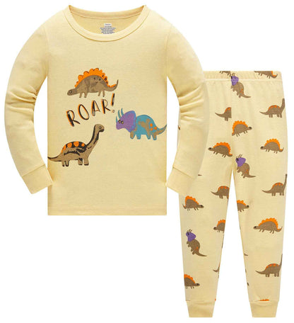 TEDD Boys’ Pyjamas, Dinosaur Long-Sleeve Two-Piece Pyjamas, Kids’ Cotton Pyjama Set, Winter, Christmas Sleepwear, Size 1–12 Years