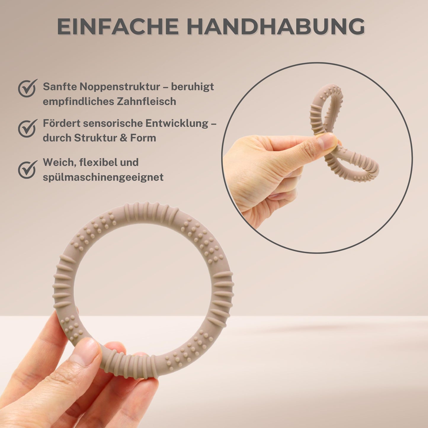 CAJA Beißring Baby Soft 3 Stück - Beißspielzeug Zahnungshilfe aus Silikon, BPA-frei, Zahnen & Greifring für Babys - Sicheres Baby Spielzeug (Set A)