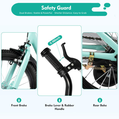 HUSPOO 16 Zoll Kinderfahrrad, Kinderfahrrad für Jungen und Mädchen Kinder, Anfänger Fahrrad Kinderfahrrad Radfahren mit Stabilisatoren und Korb, geeignet für Kinder im Alter von 5-8 Jahren - Meloni2
