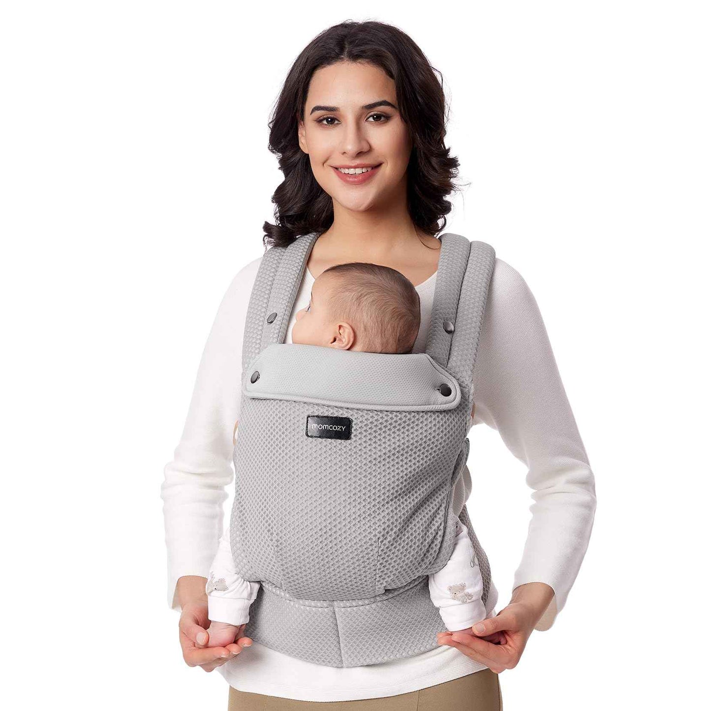 Momcozy Babytrage aus 100% Baumwolle – Baby Carrier für Kleinkind (3-24 Monate, 3,2-20 kg) · Ergonomische M-Position · X-Rücken · Taillengurt 64-127cm, Khaki