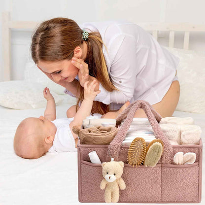 Changing Bag Organiser, Changing Table Organiser, Portable Changing Basket with Removable Compartments, Plush Changing Organiser with Handles, Baby Storage Basket for Changing and Baby Things