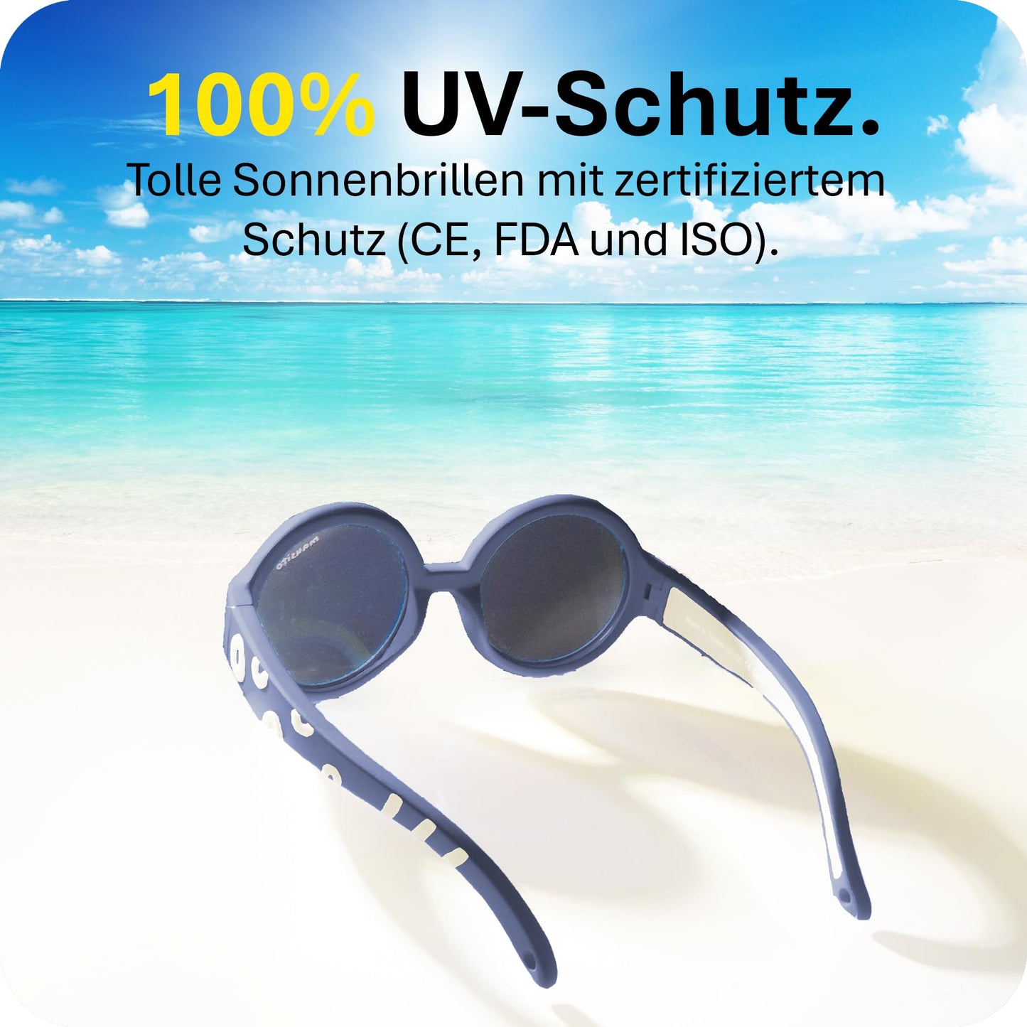 Mausito Sonnenbrille Kinder 6-24 Monate & 2-5 Jahre | VERGLEICHSSIEGER Kindersonnenbrille 100% UV-Schutz | BIEGSAM | Schadstofffreie Kindersonnenbrillen mit Band | Europäisches Design für Kinder