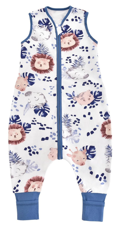 Chilsuessy Baby Sleeping Bag with Legs, 1.5 Tog, Sleeping Bag, 100% Cotton, All-Year Sleeping Bag with Feet, Baby Sleeping Bag, Children, 1.5 Tog/Zebra, 80 cm / Baby Height 85–95 cm