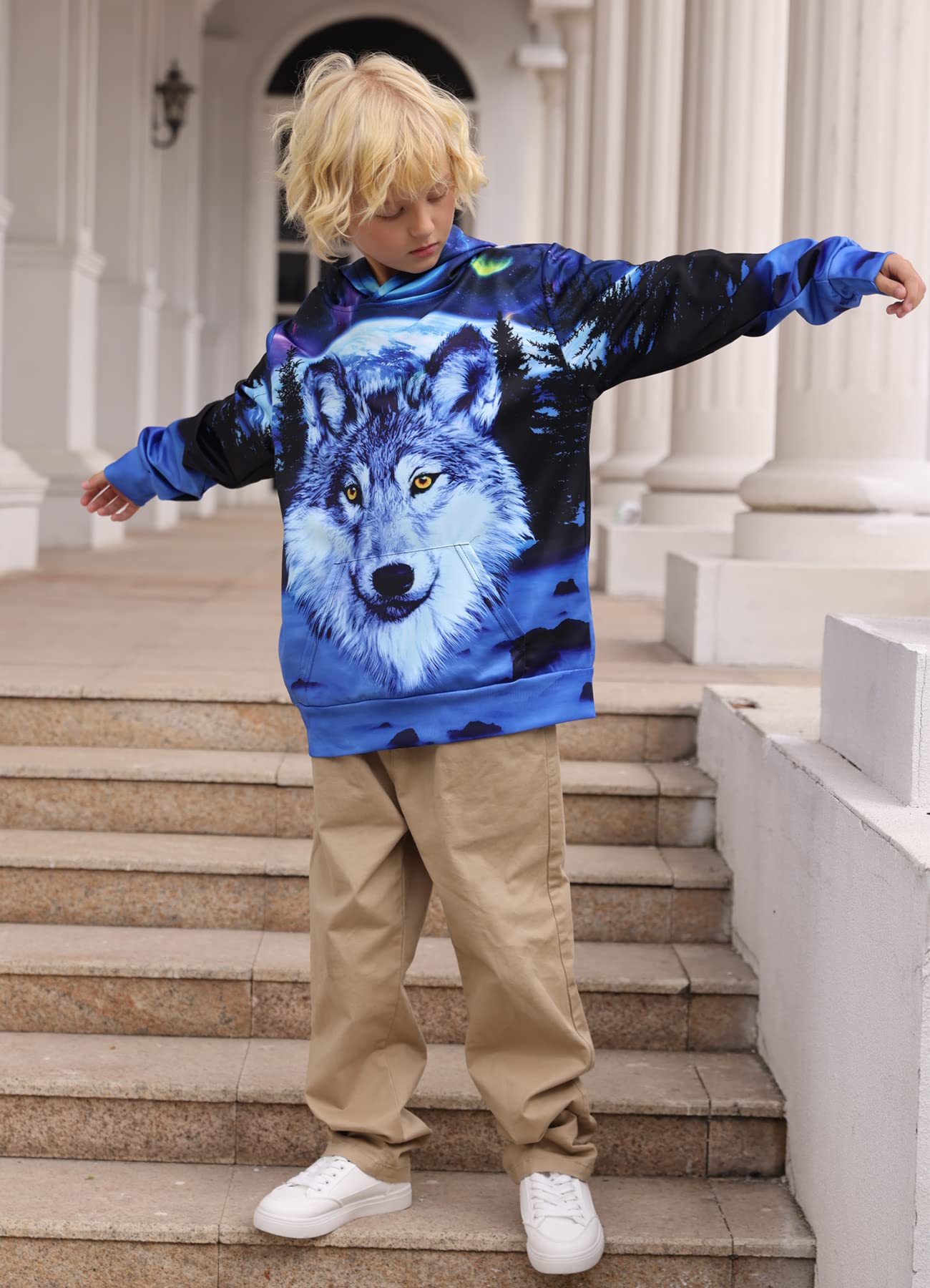 Fanient Children's / Boys' / Girls' Hoodies, 3D Print, Vivid Animal Cartoon Graphic Sweatshirt, Pocket Pullover Hoodie for 6-16 Years 