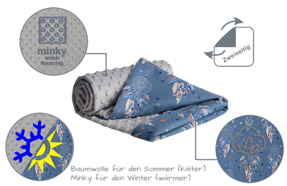 Medi Partners Babydecken Baby 100% Baumwolle Krabbeldecke Babydecke 75x100cm doppelseitig Kinderbett Minky Kuscheldecke Kinderwagen (REH mit grauem Minky)