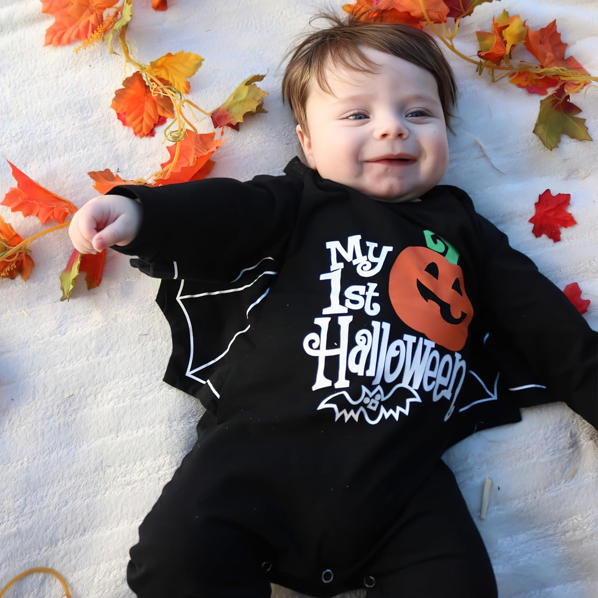 Halloween Kostüm Baby Fledermaus Skelett Strampler