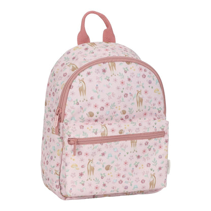 Little Dutch Rucksack Kinderrucksack mit Brustgurt für Kinder Kindergarten geblümt Reh rosa- Fairy Garden