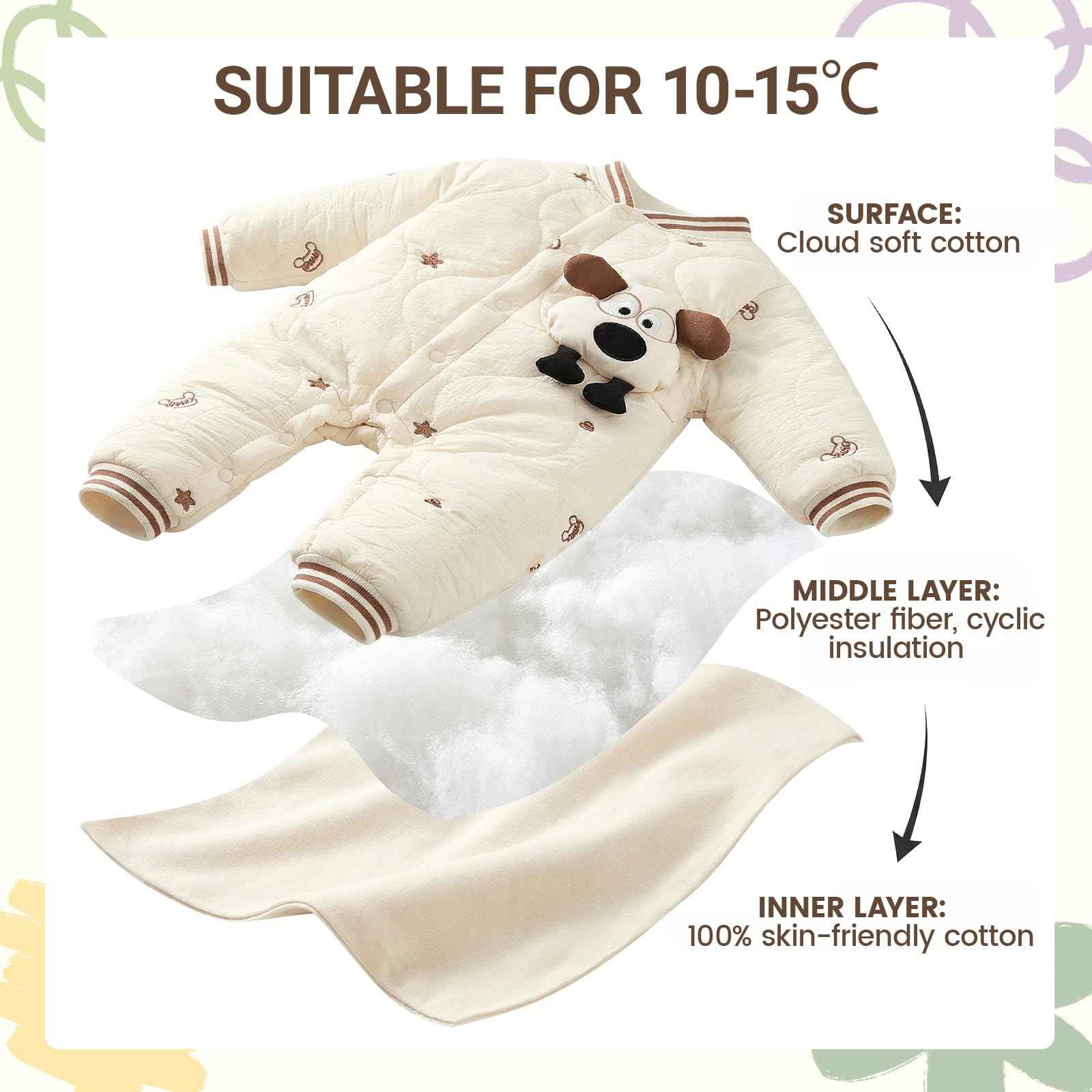 JiAmy Baby Snowsuit, Soft Romper, Newborn Winter Romper, Autumn Winter Warm Jumpsuit, Winter Suit for Toddlers, Girls, Boys, 6-18 Months
